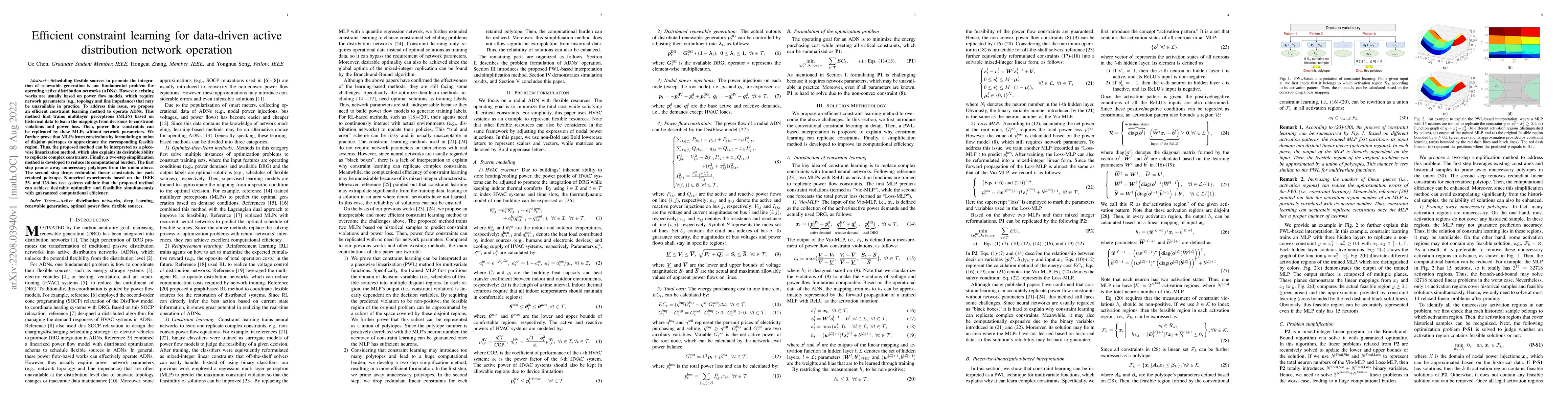 Thumbnail for Efficient constraint learning for data-driven active distribution
  network operation