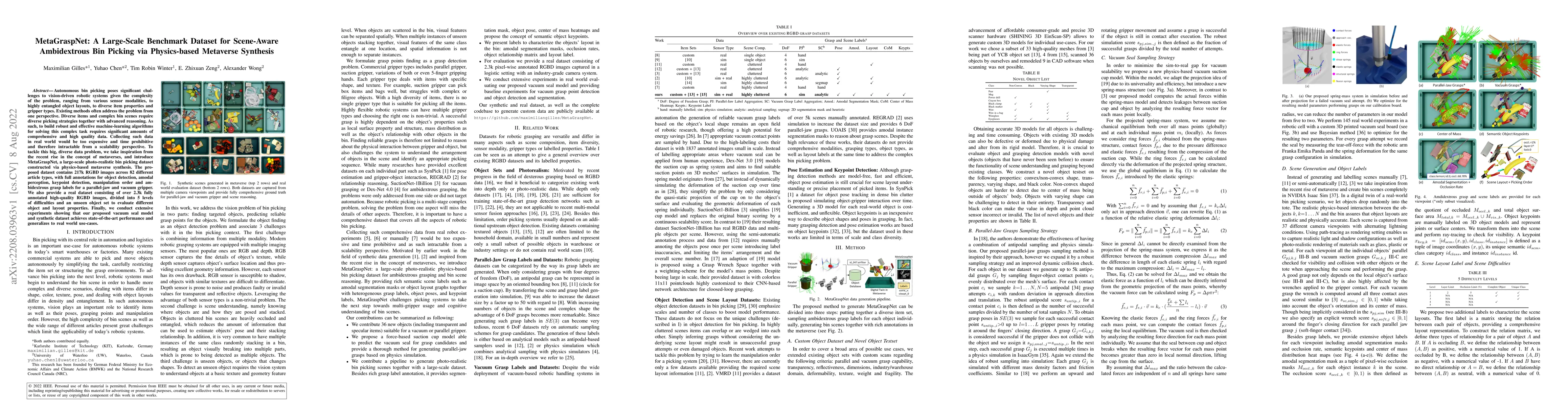 Thumbnail for MetaGraspNet: A Large-Scale Benchmark Dataset for Scene-Aware
  Ambidextrous Bin Picking via Physics-based Metaverse Synthesis