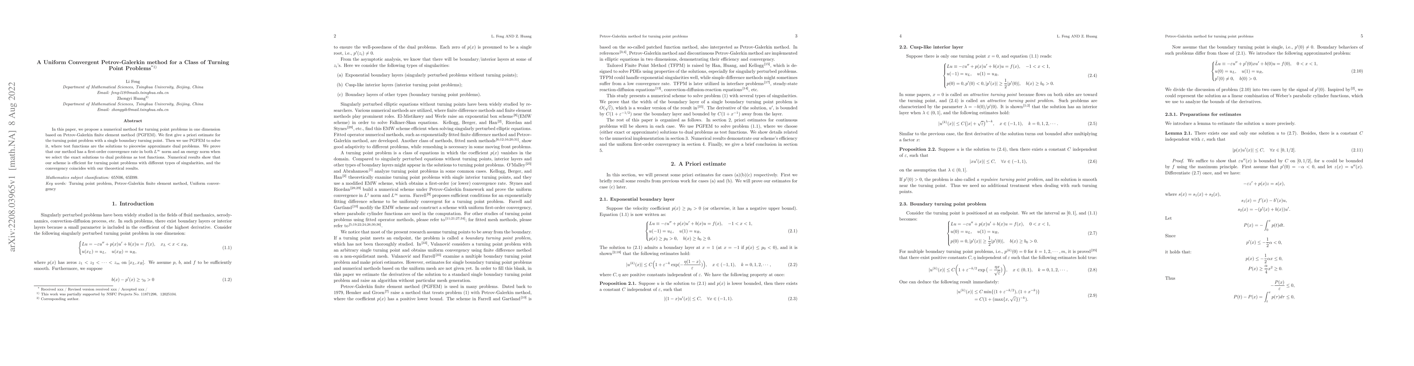 Thumbnail for A Uniform Convergent Petrov-Galerkin method for a Class of Turning Point
  Problems