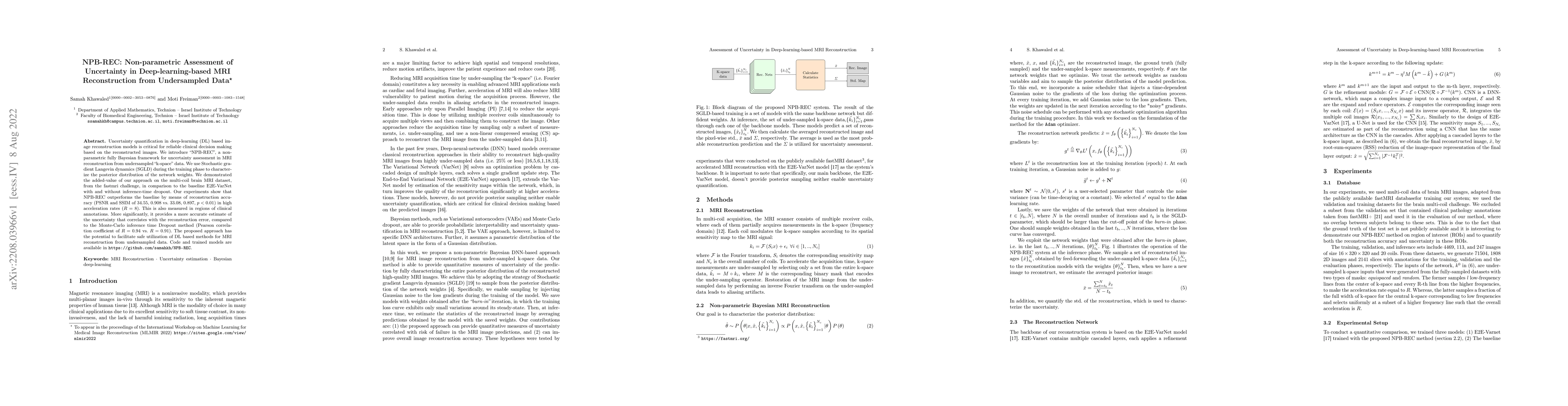 Thumbnail for NPB-REC: Non-parametric Assessment of Uncertainty in Deep-learning-based
  MRI Reconstruction from Undersampled Data