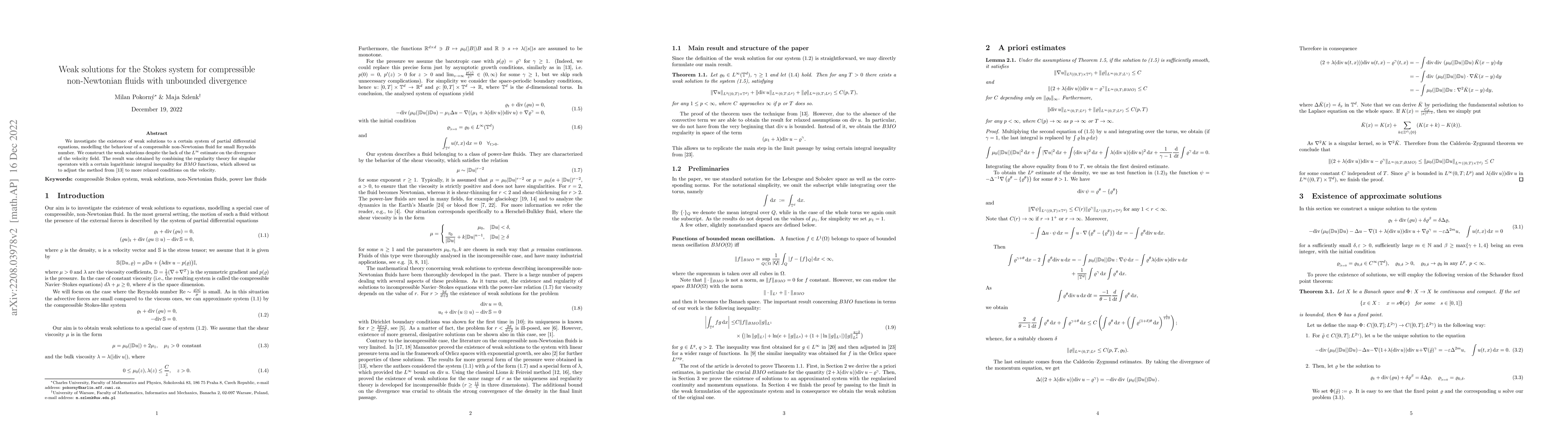 Thumbnail for Weak solutions for the Stokes system for compressible non-Newtonian
  fluids with unbounded divergence