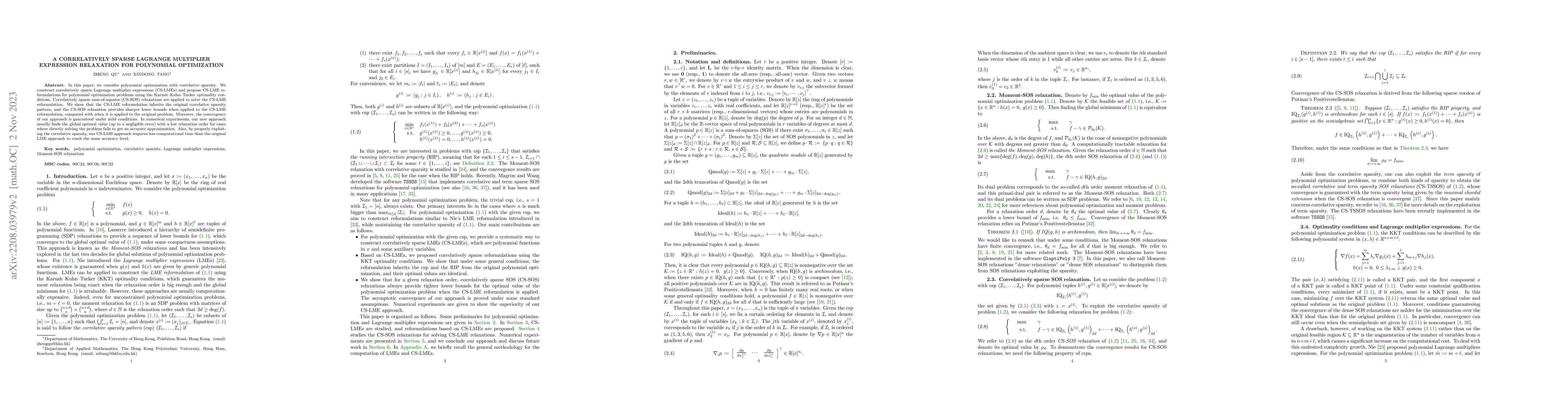 Thumbnail for A Correlatively Sparse Lagrange Multiplier Expression Relaxation for
  Polynomial Optimization