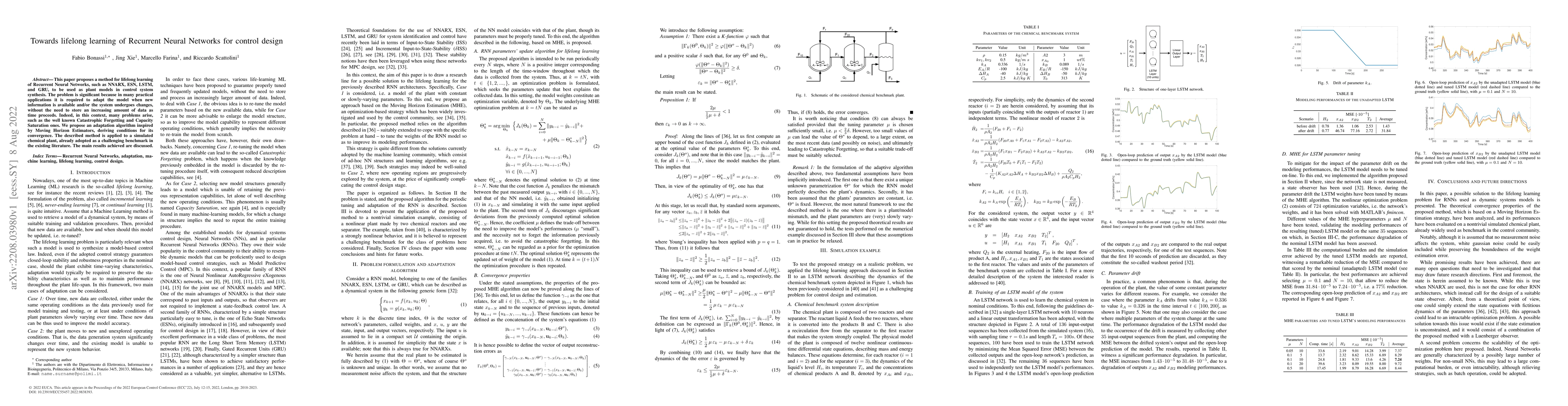 Thumbnail for Towards lifelong learning of Recurrent Neural Networks for control
  design