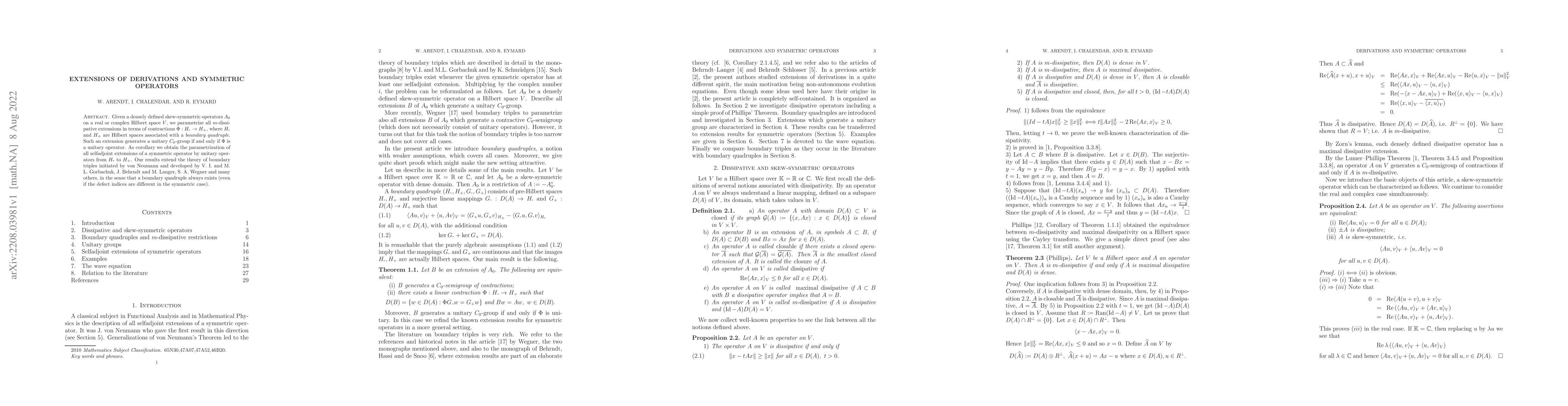 Thumbnail for Extensions of derivations and symmetric operators