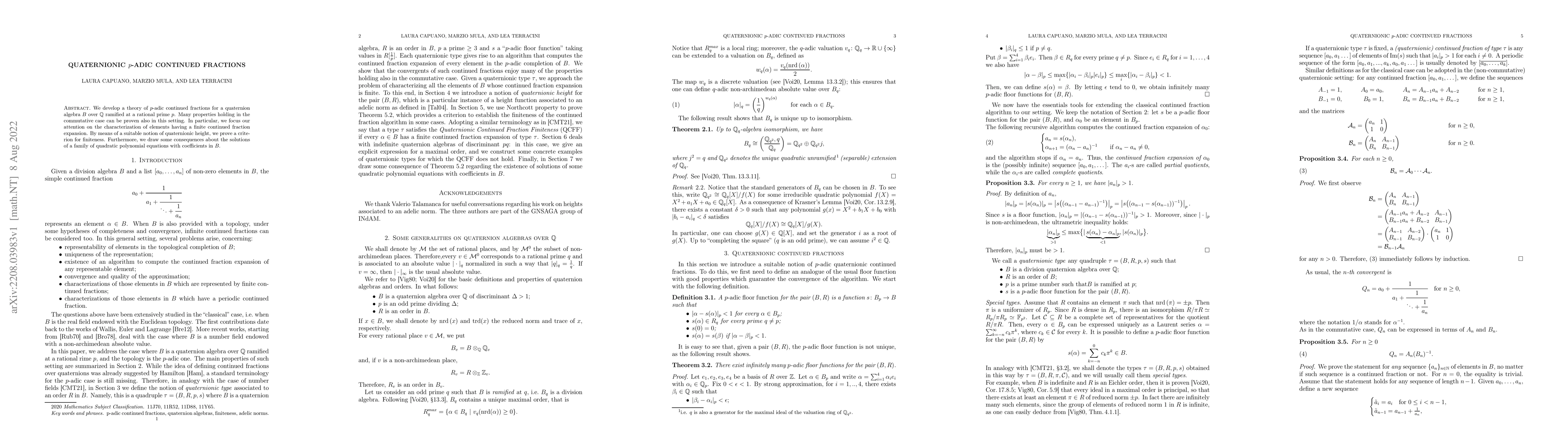 Thumbnail for Quaternionic $p$-adic continued fractions