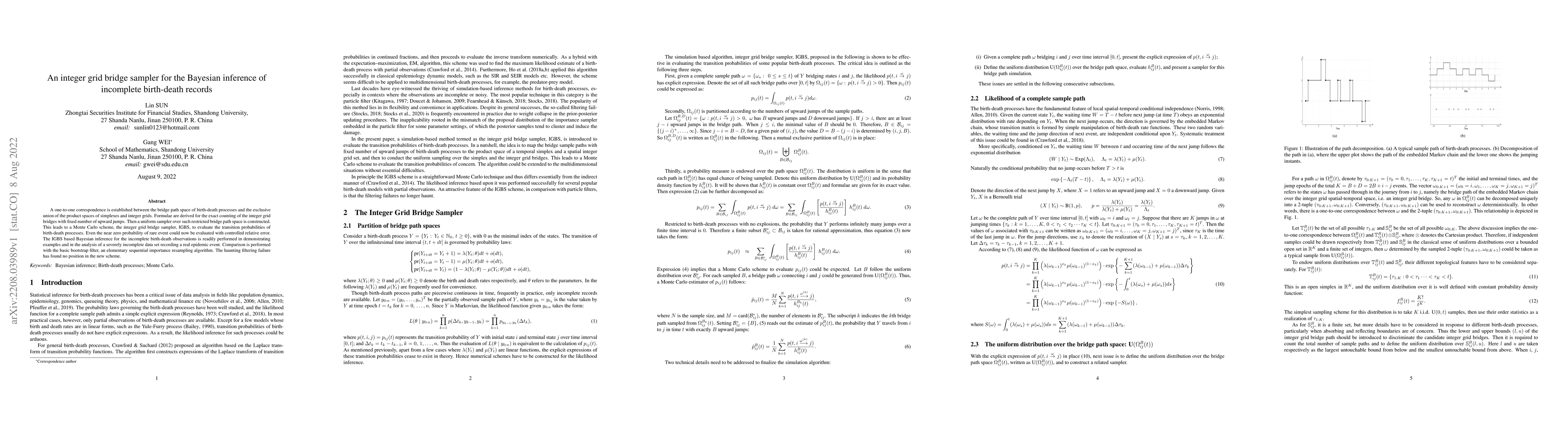 Thumbnail for An integer grid bridge sampler for the Bayesian inference of incomplete
  birth-death records