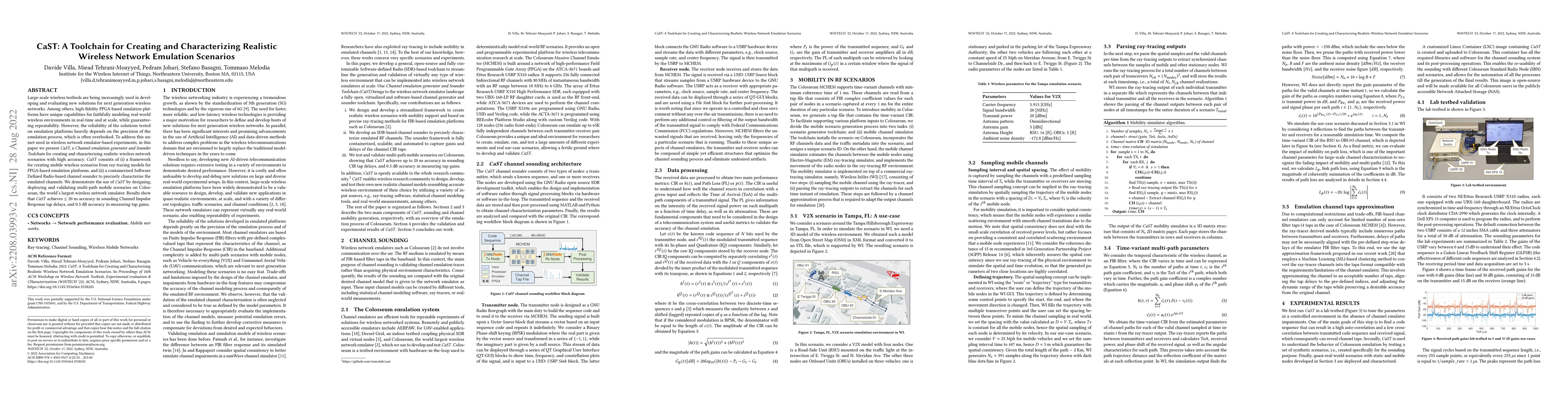 Thumbnail for CaST: A Toolchain for Creating and Characterizing Realistic Wireless
  Network Emulation Scenarios