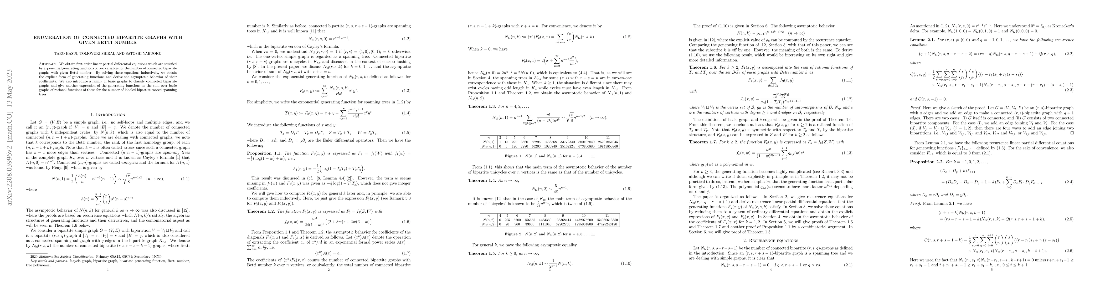 Thumbnail for Enumeration of connected bipartite graphs with given Betti number