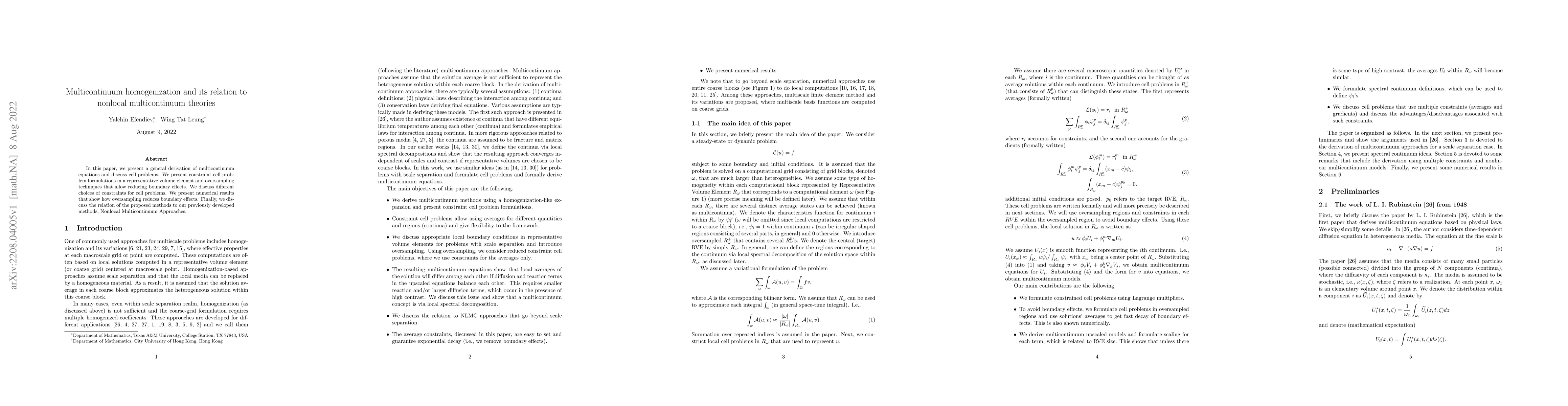 Thumbnail for Multicontinuum homogenization and its relation to nonlocal
  multicontinuum theories