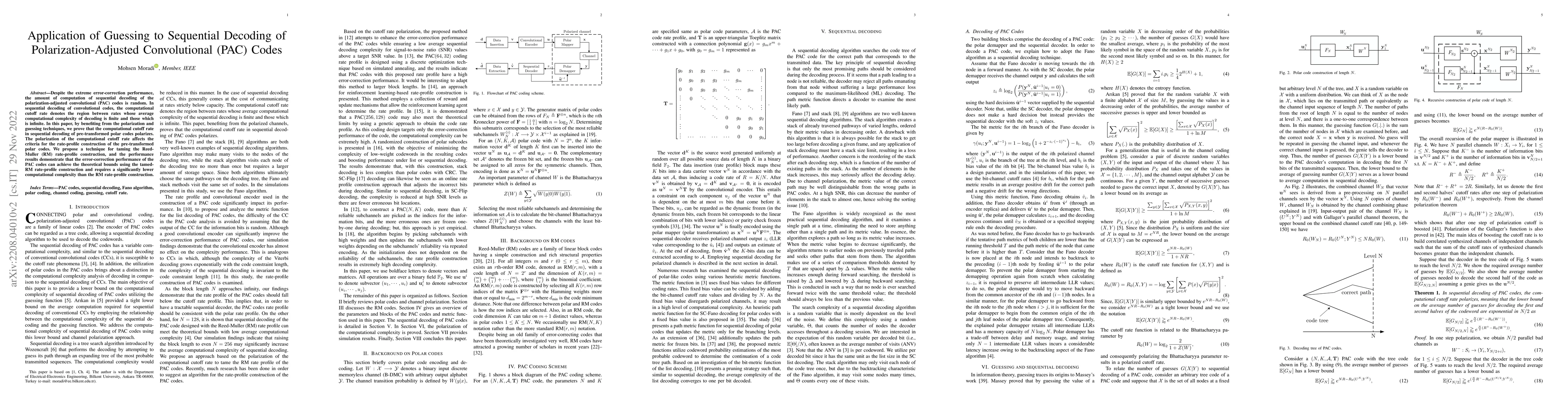 Thumbnail for Application of Guessing to Sequential Decoding of Polarization-Adjusted
  Convolutional (PAC) Codes