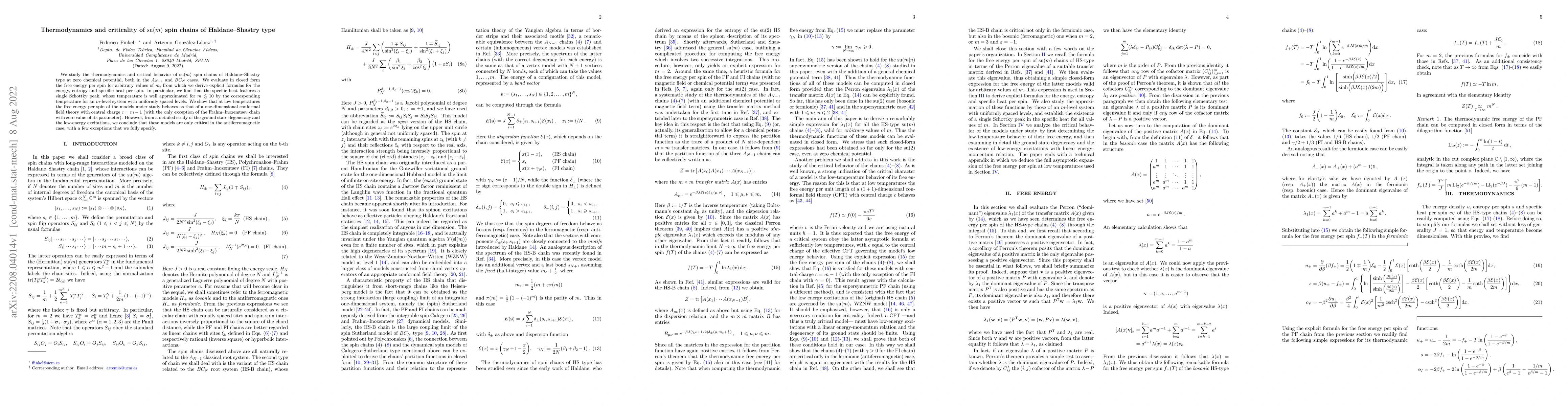 Thumbnail for Thermodynamics and criticality of su($m$) spin chains of Haldane-Shastry
  type