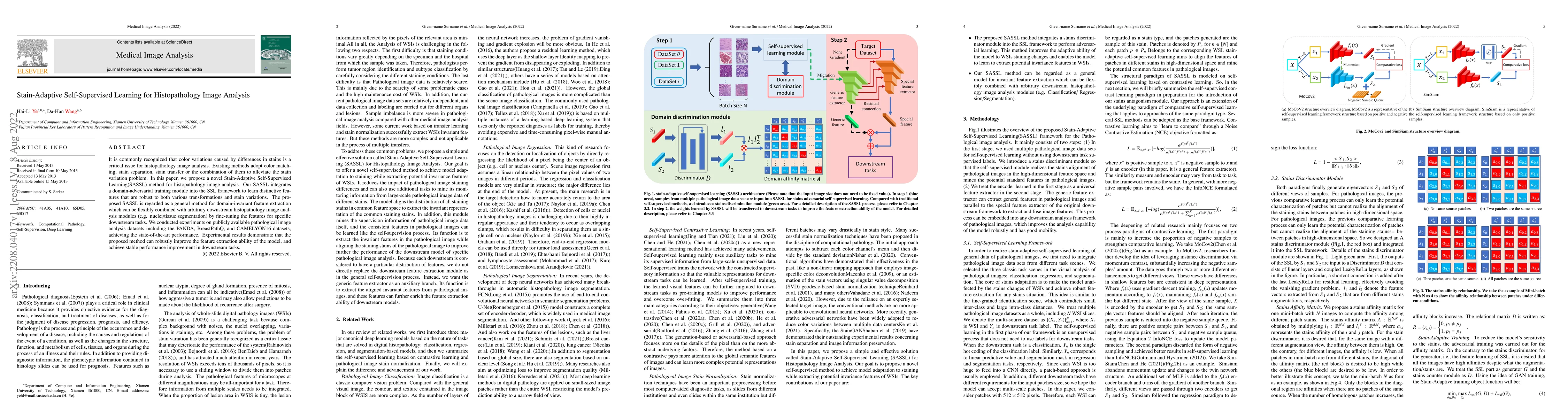 Thumbnail for Stain-Adaptive Self-Supervised Learning for Histopathology Image
  Analysis