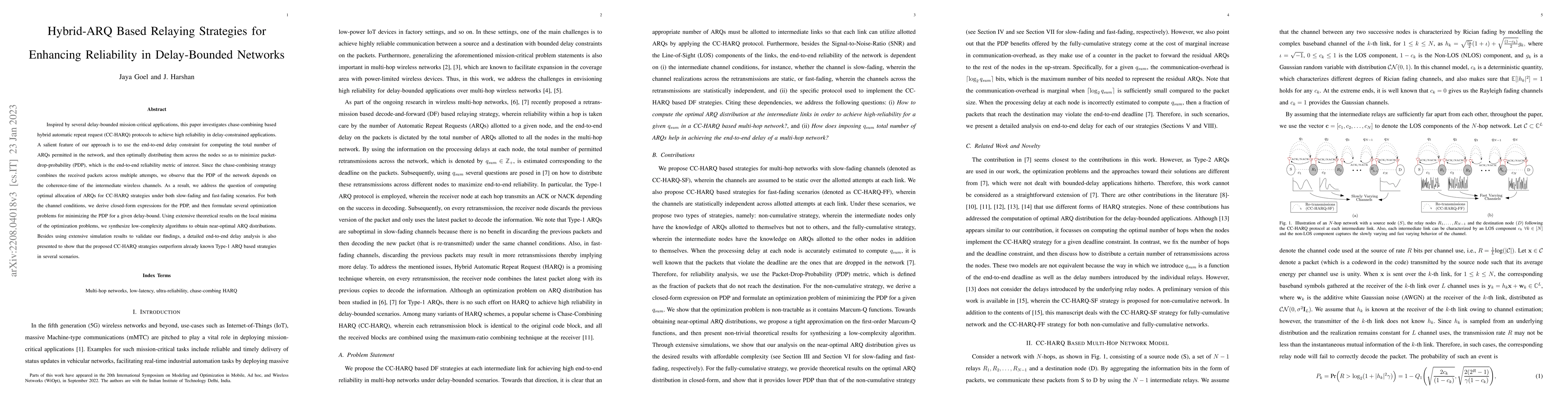 Thumbnail for Hybrid-ARQ Based Relaying Strategies for Enhancing Reliability in
  Delay-Bounded Networks