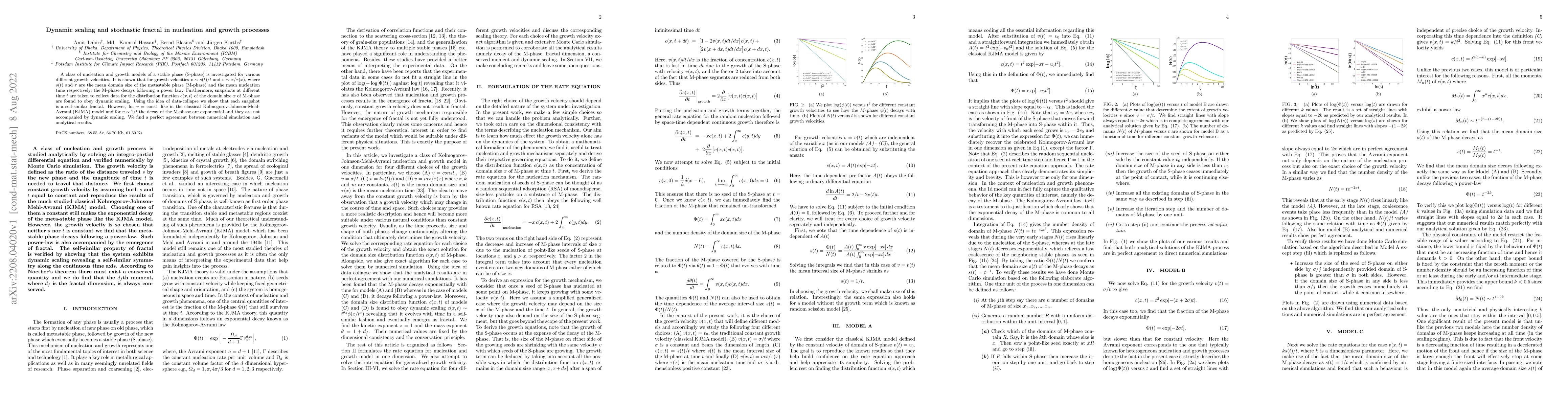 Thumbnail for Dynamic scaling and stochastic fractal in nucleation and growth
  processes