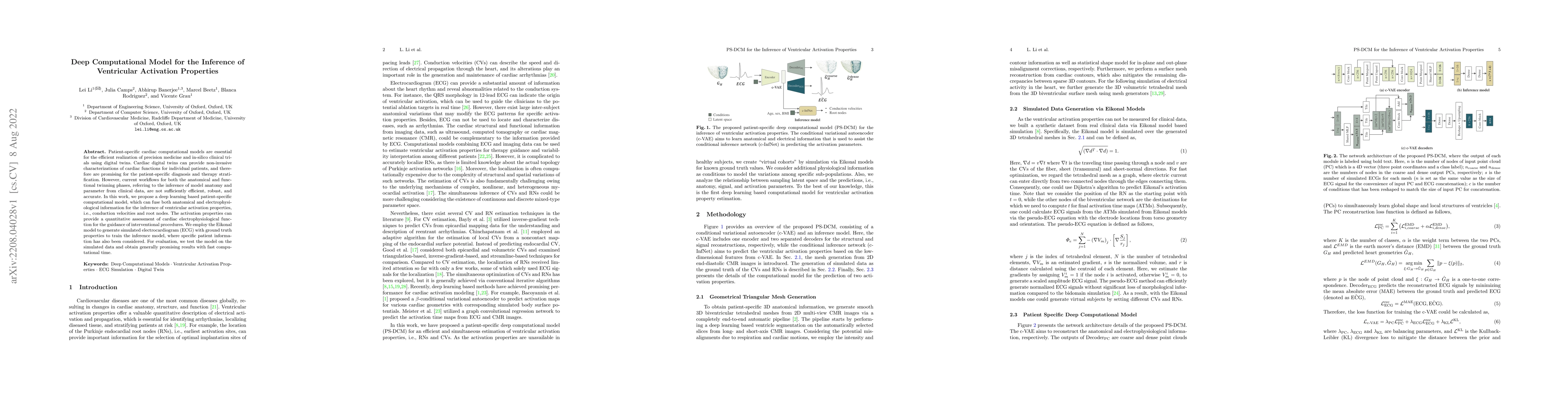 Thumbnail for Deep Computational Model for the Inference of Ventricular Activation
  Properties