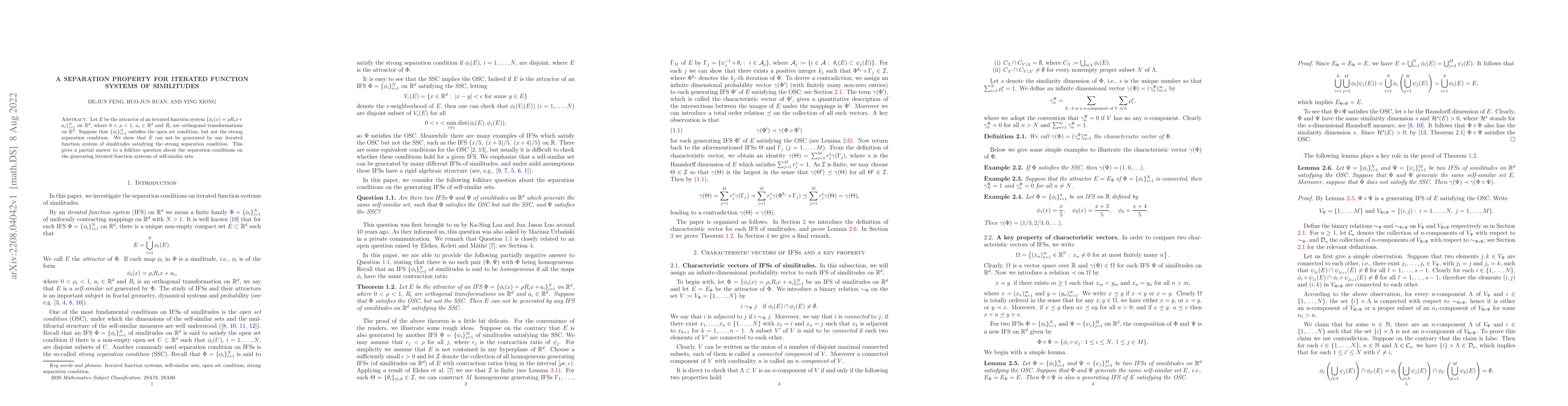 Thumbnail for A separation property for iterated function systems of similitudes