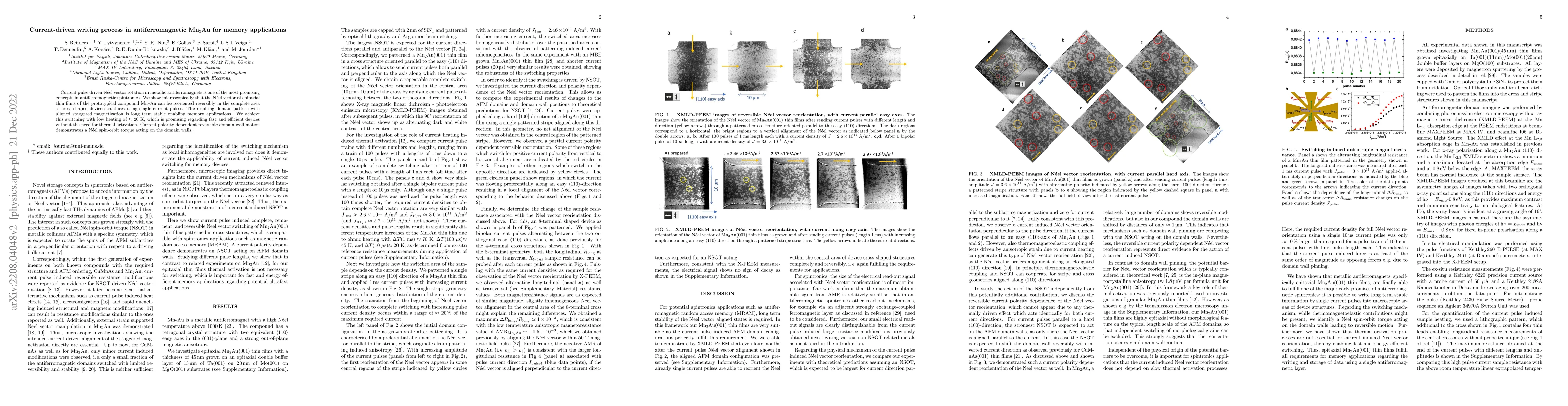 Thumbnail for Current-driven writing process in antiferromagnetic Mn2Au for memory
  applications