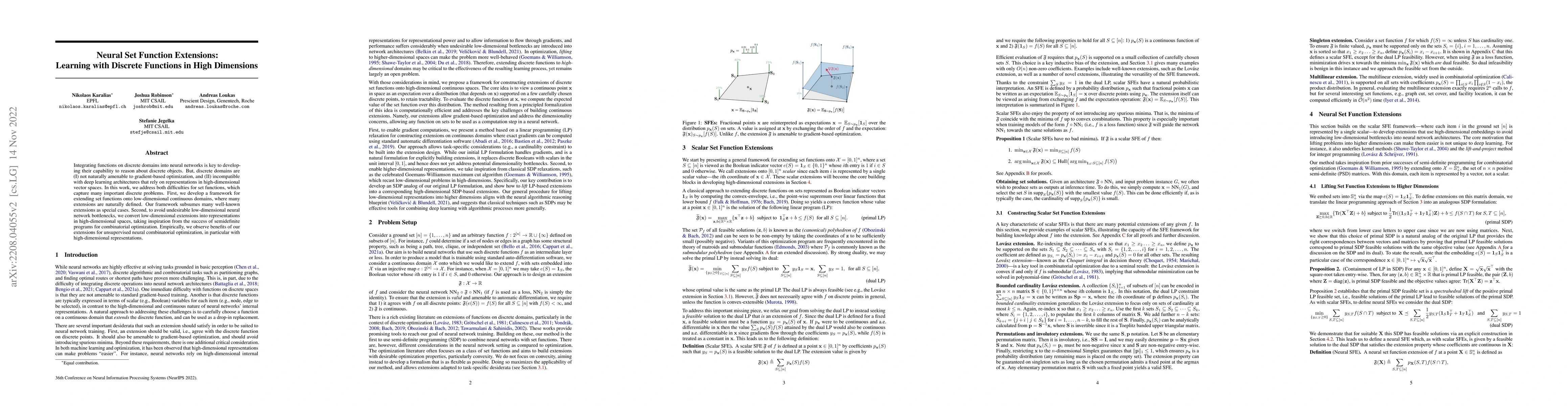 Thumbnail for Neural Set Function Extensions: Learning with Discrete Functions in High
  Dimensions
