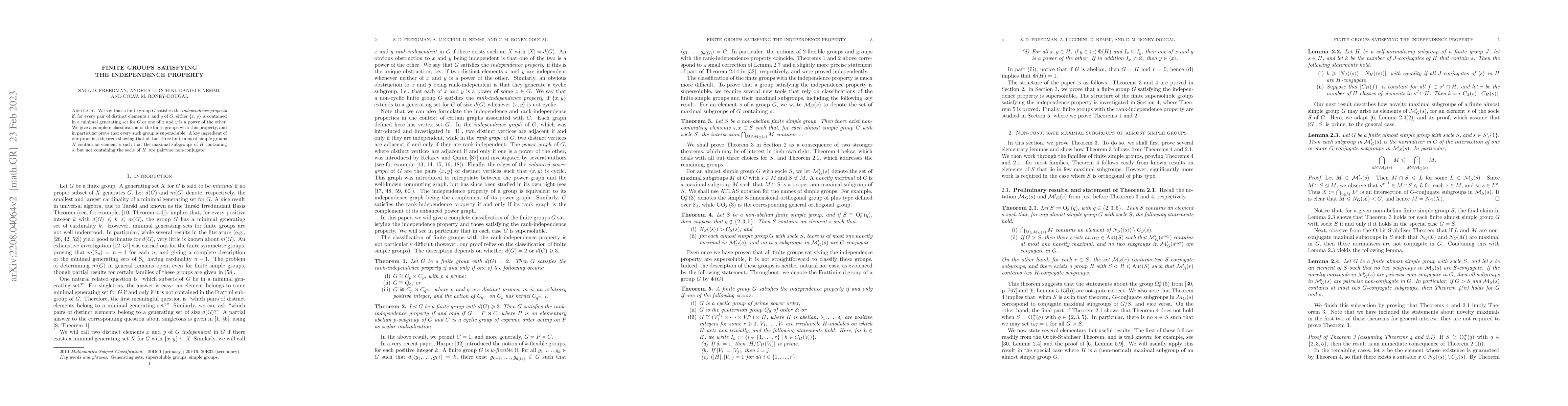 Thumbnail for Finite groups satisfying the independence property