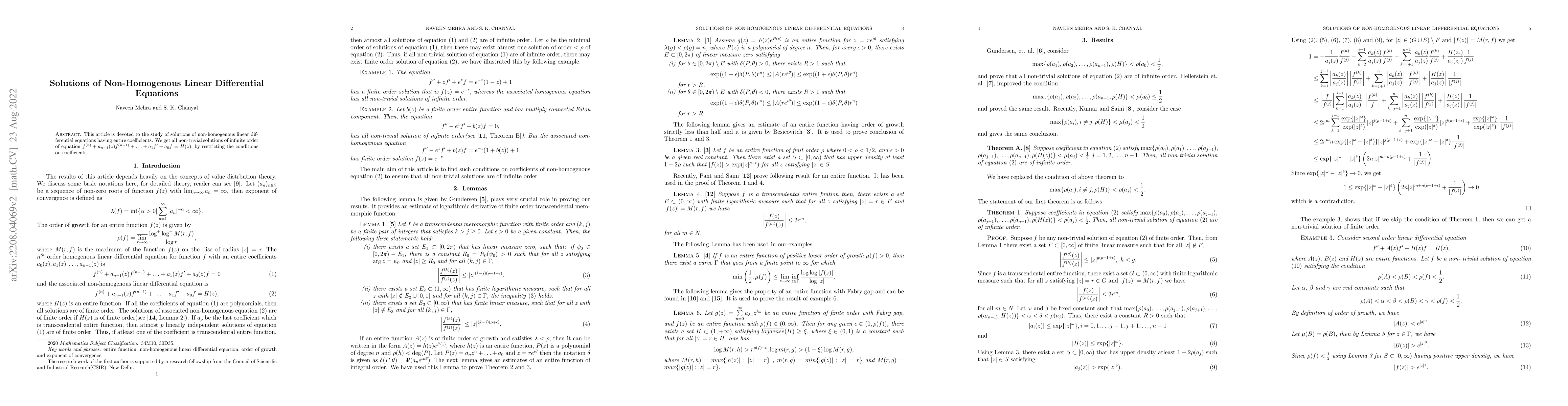 Thumbnail for Solutions of Non-Homogenous Linear Differential Equations