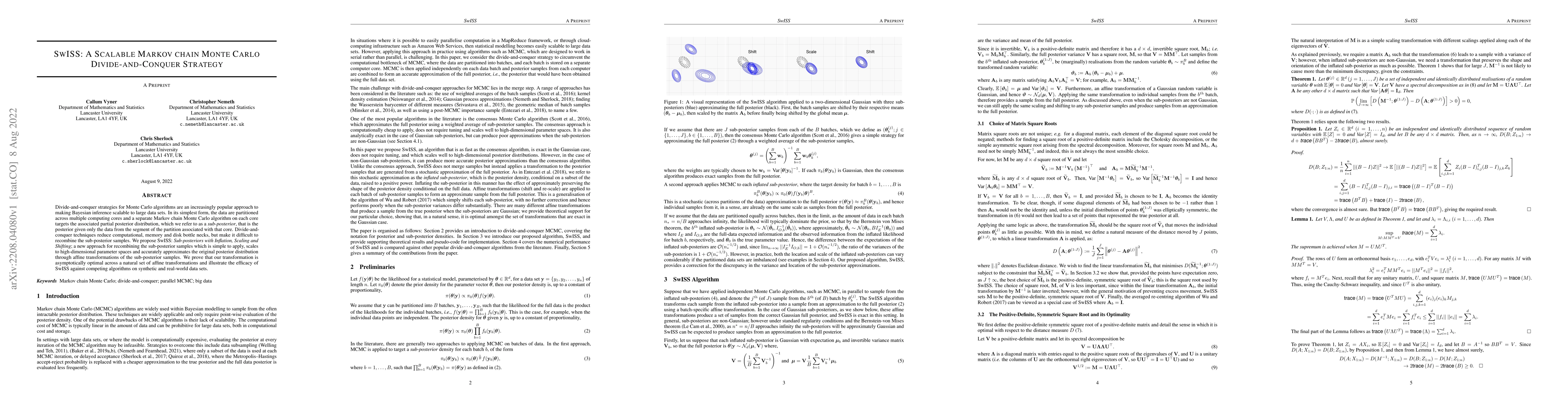 Thumbnail for SwISS: A Scalable Markov chain Monte Carlo Divide-and-Conquer Strategy