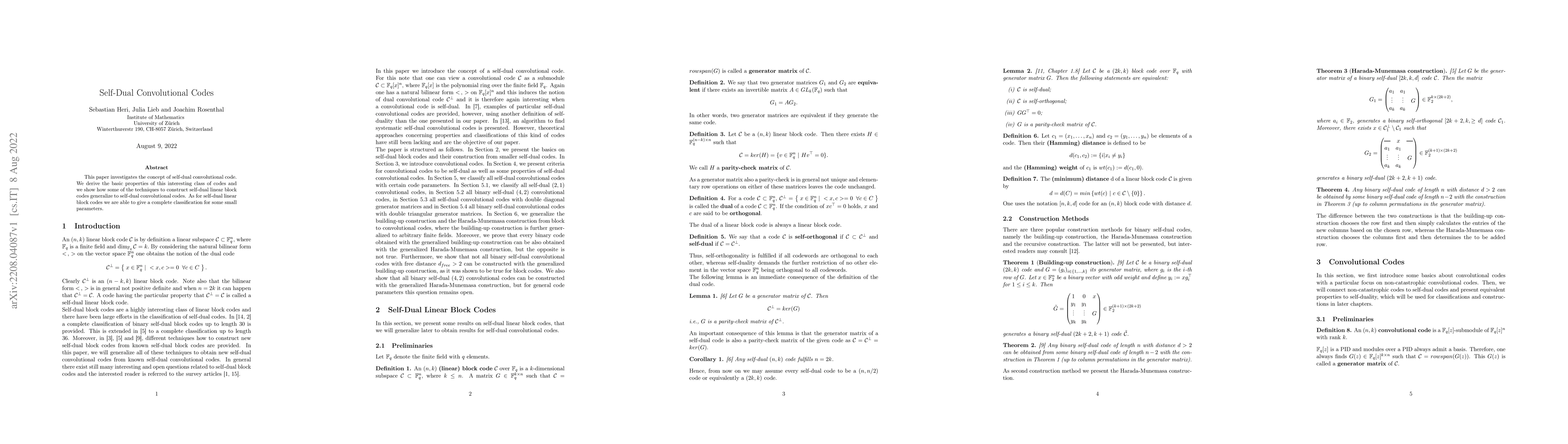 Thumbnail for Self-Dual Convolutional Codes