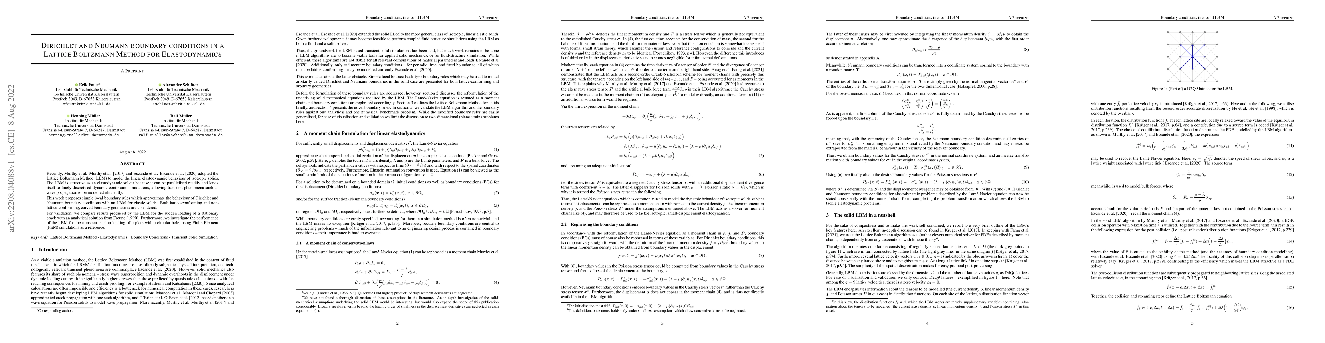 Thumbnail for Dirichlet and Neumann boundary conditions in a Lattice Boltzmann Method
  for Elastodynamics