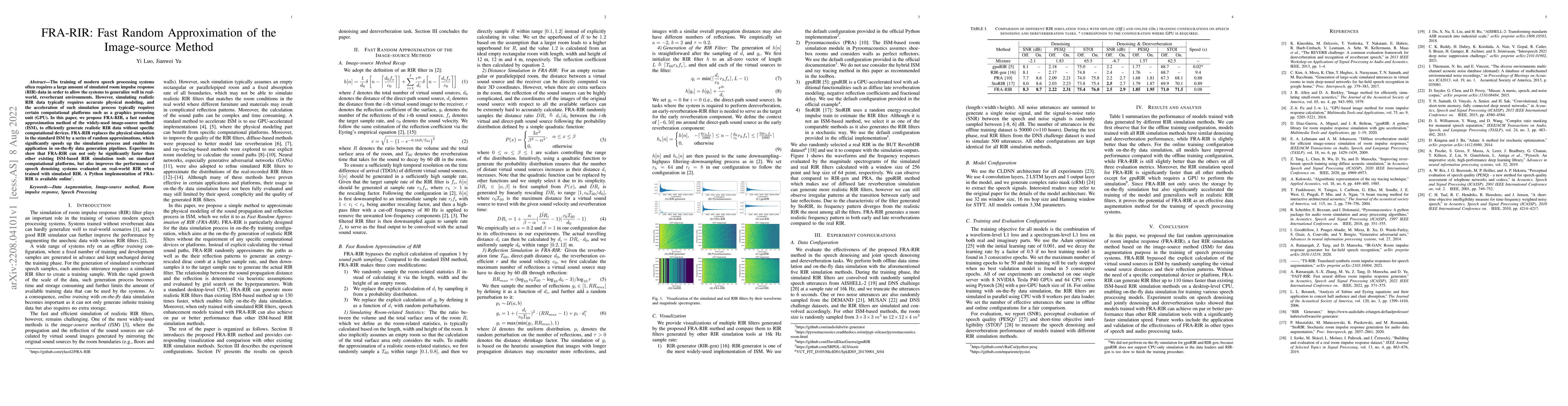 Thumbnail for FRA-RIR: Fast Random Approximation of the Image-source Method