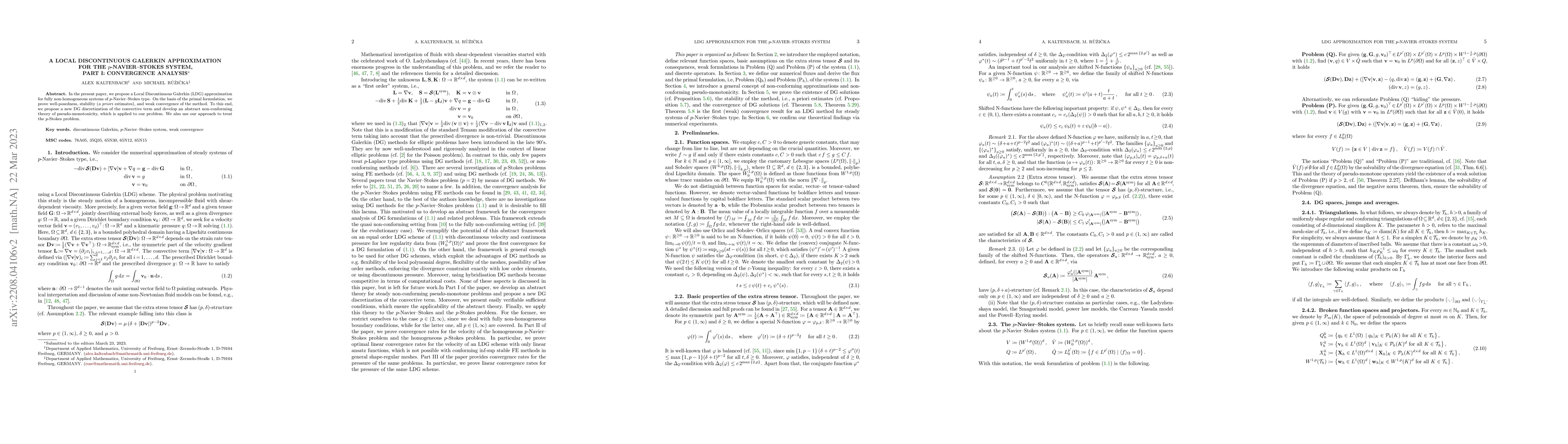 Thumbnail for A Local Discontinuous Galerkin approximation for the $p$-Navier-Stokes
  system, Part I: Convergence analysis