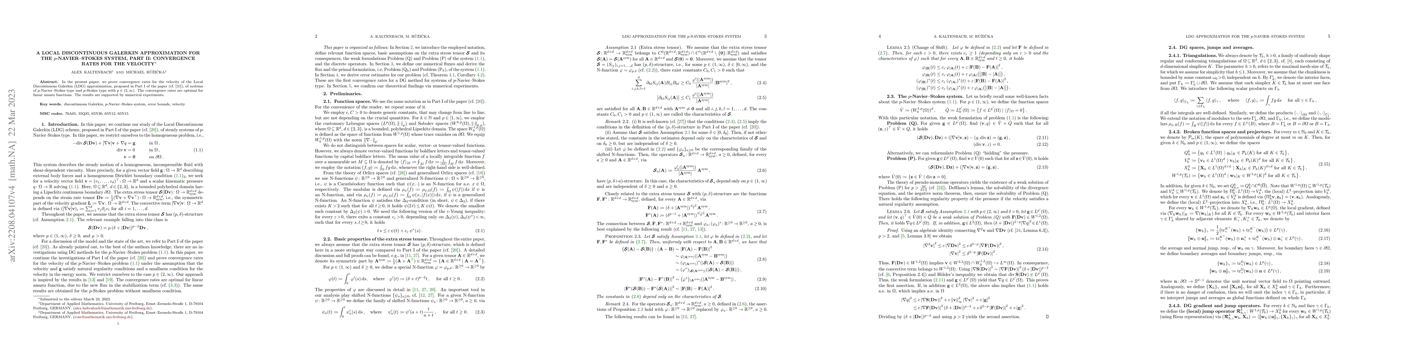 Thumbnail for A Local Discontinuous Galerkin approximation for the $p$-Navier-Stokes
  system, Part II: Convergence rates for the velocity
