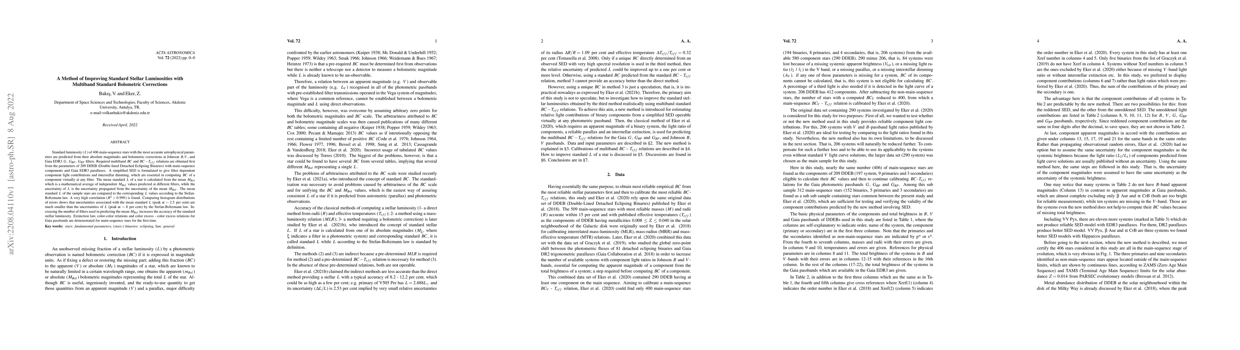 Thumbnail for A Method of Improving Standard Stellar Luminosities with Multiband
  Standard Bolometric Corrections