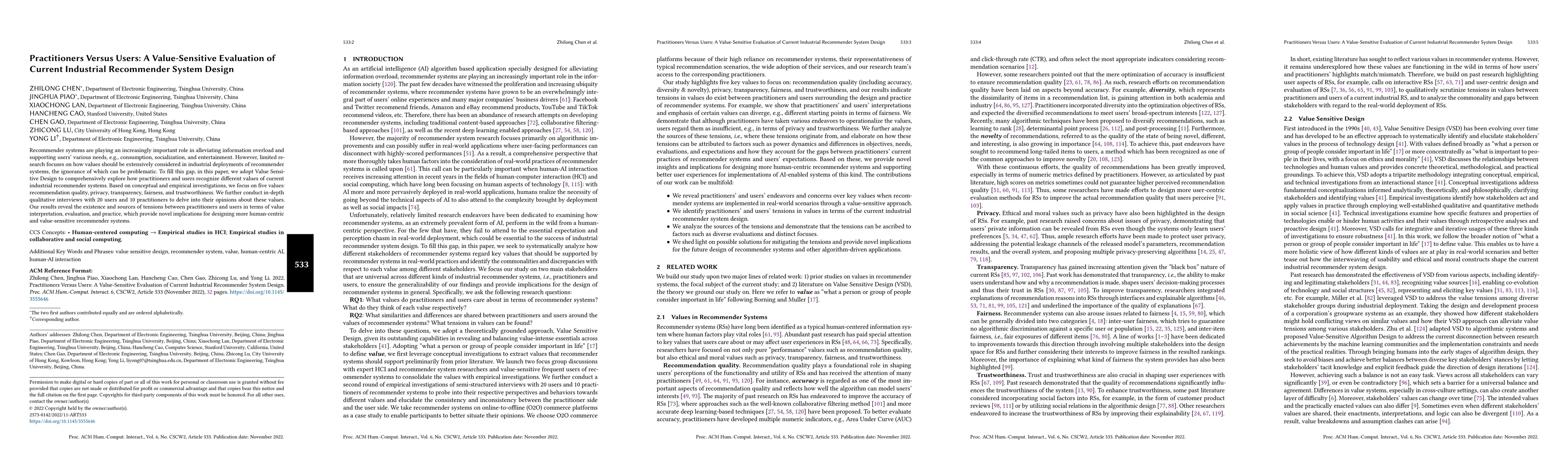 Thumbnail for Practitioners Versus Users: A Value-Sensitive Evaluation of Current
  Industrial Recommender System Design