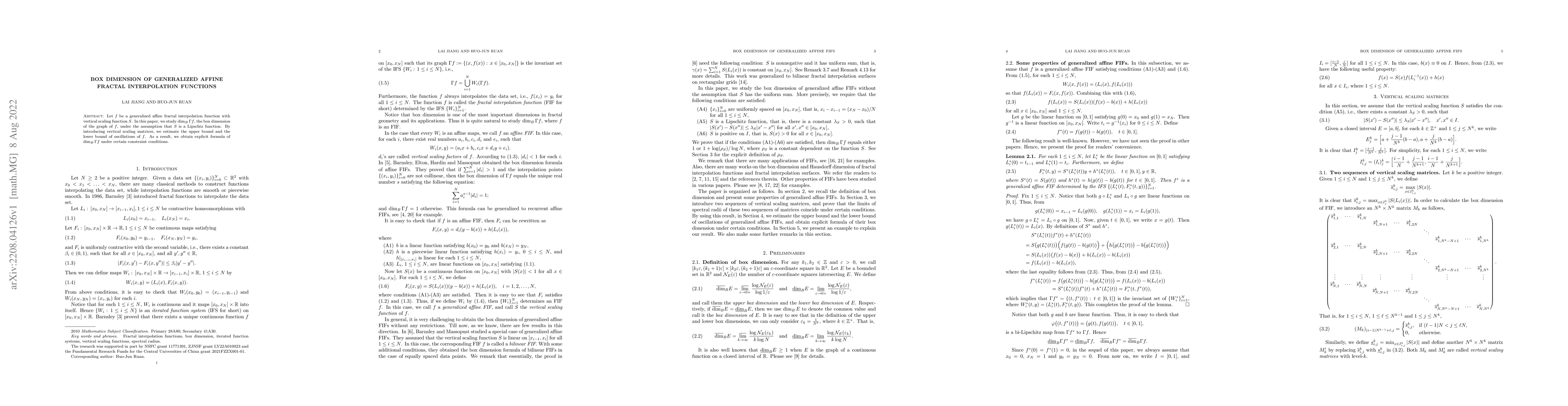 Thumbnail for Box dimension of generalized affine fractal interpolation functions