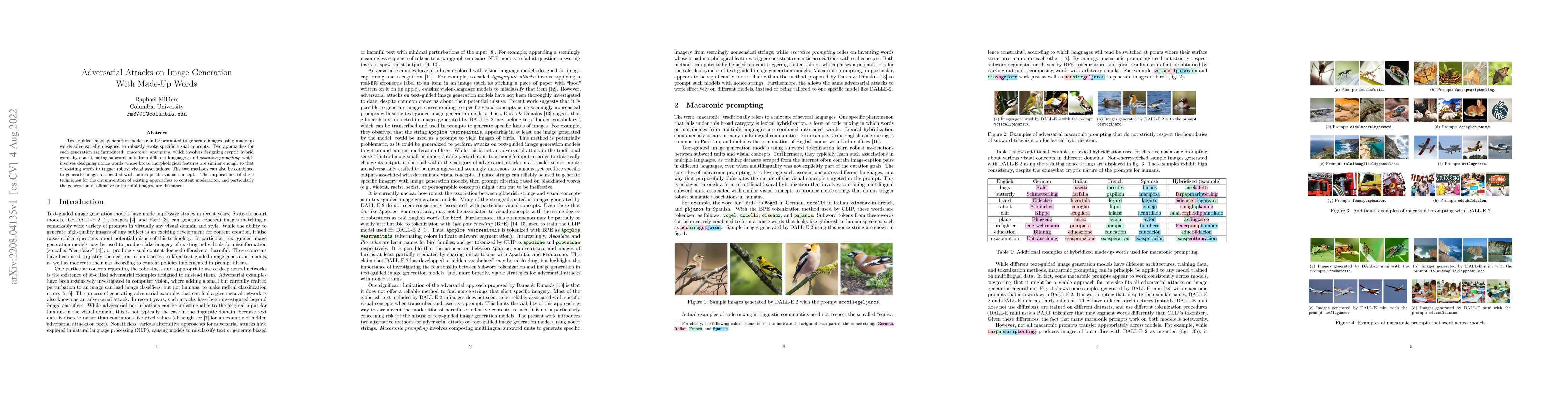 Thumbnail for Adversarial Attacks on Image Generation With Made-Up Words