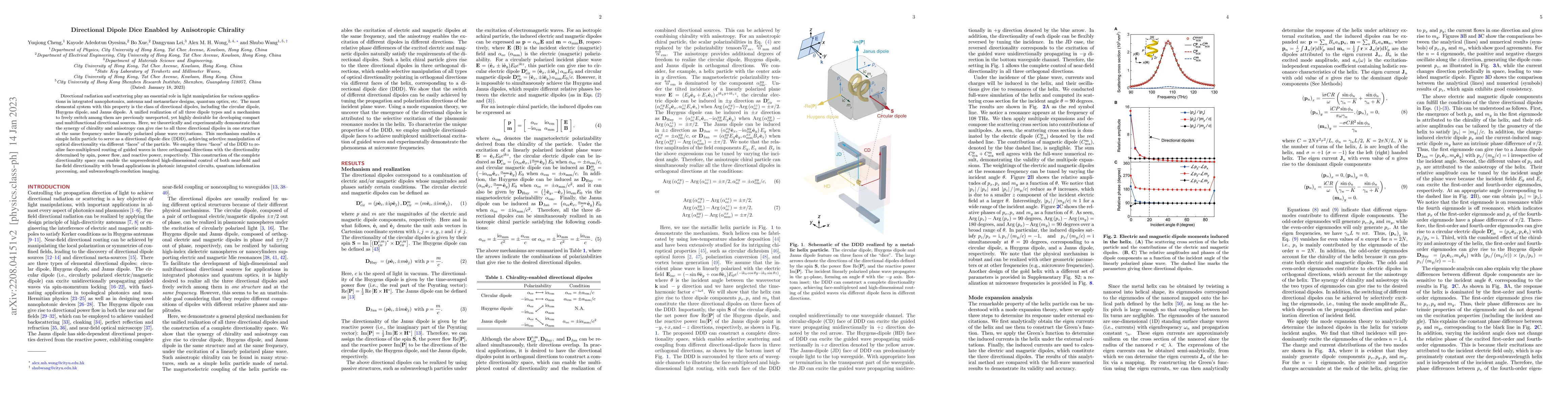 Thumbnail for Directional Dipole Dice Enabled by Anisotropic Chirality