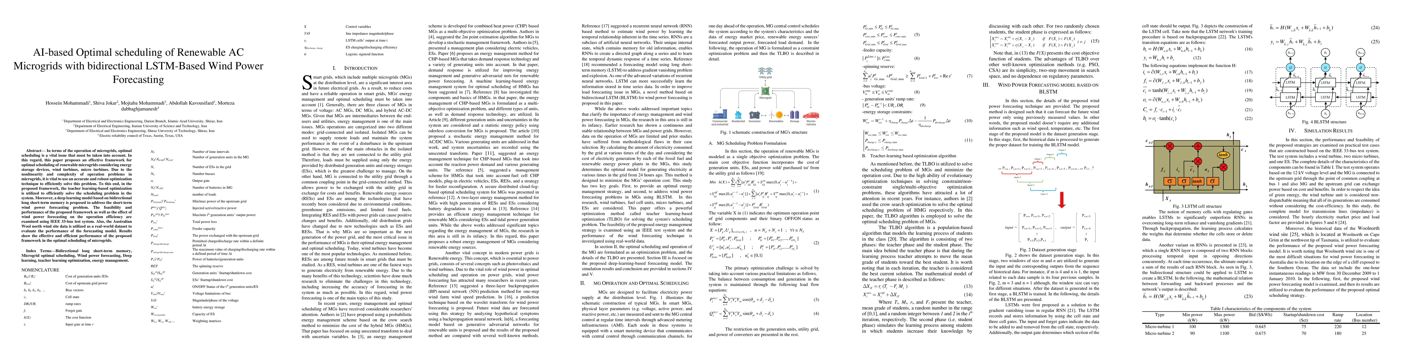 Thumbnail for AI-based Optimal scheduling of Renewable AC Microgrids with
  bidirectional LSTM-Based Wind Power Forecasting
