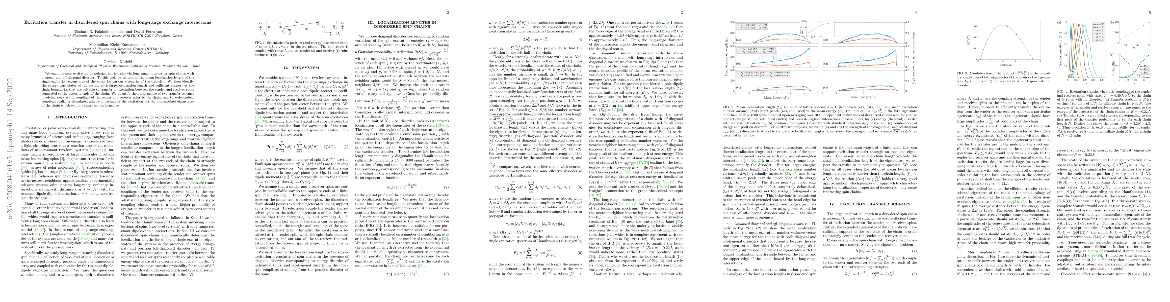 Thumbnail for Excitation transfer in disordered spin chains with long-range exchange
  interactions