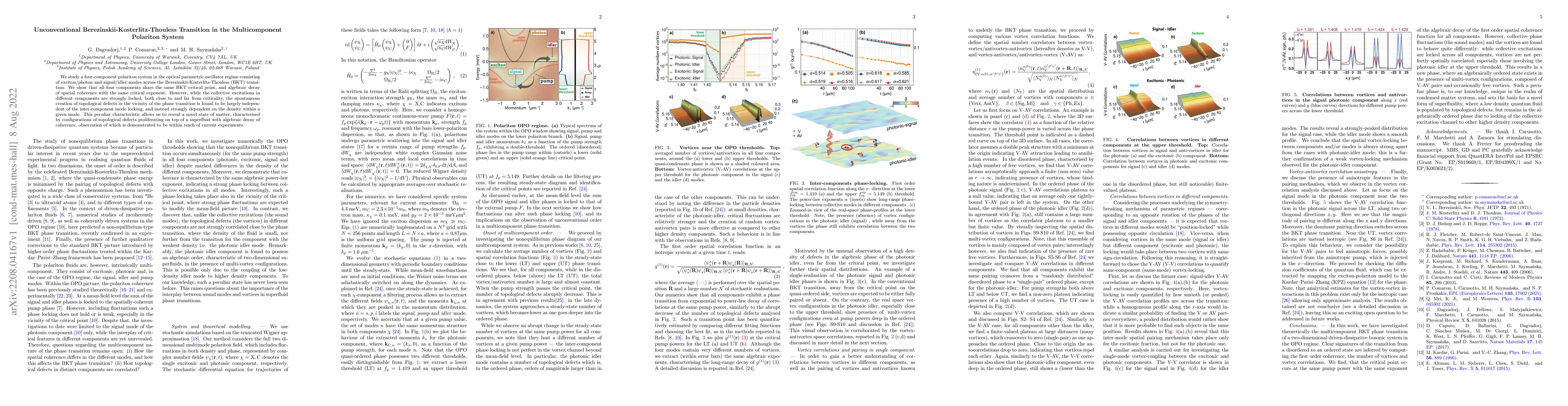 Thumbnail for Unconventional Berezinskii-Kosterlitz-Thouless Transition in the
  Multicomponent Polariton System