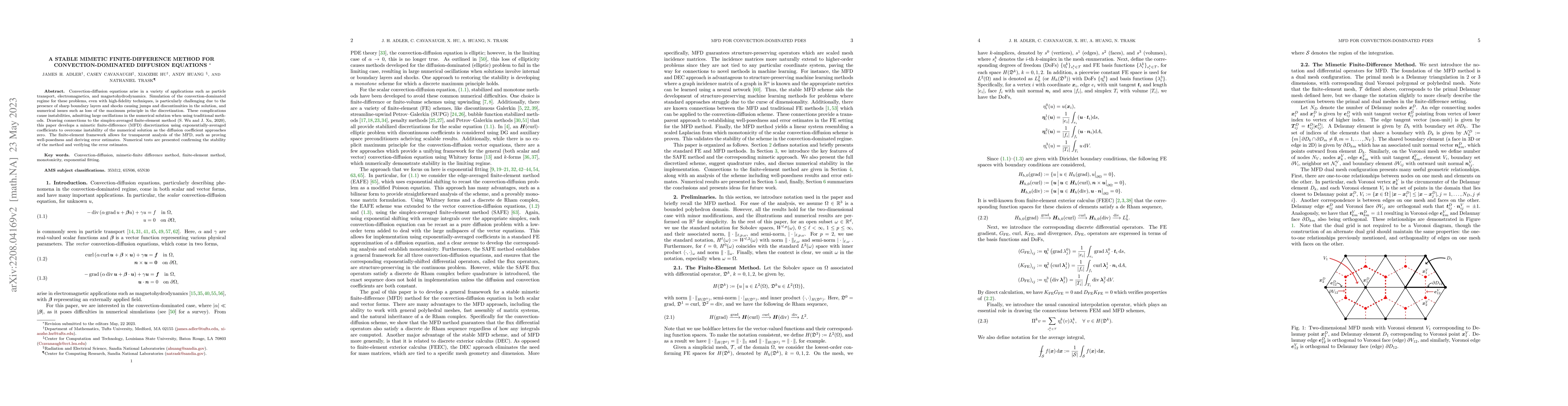 Thumbnail for A Stable Mimetic Finite-Difference Method for Convection-Dominated
  Diffusion Equations