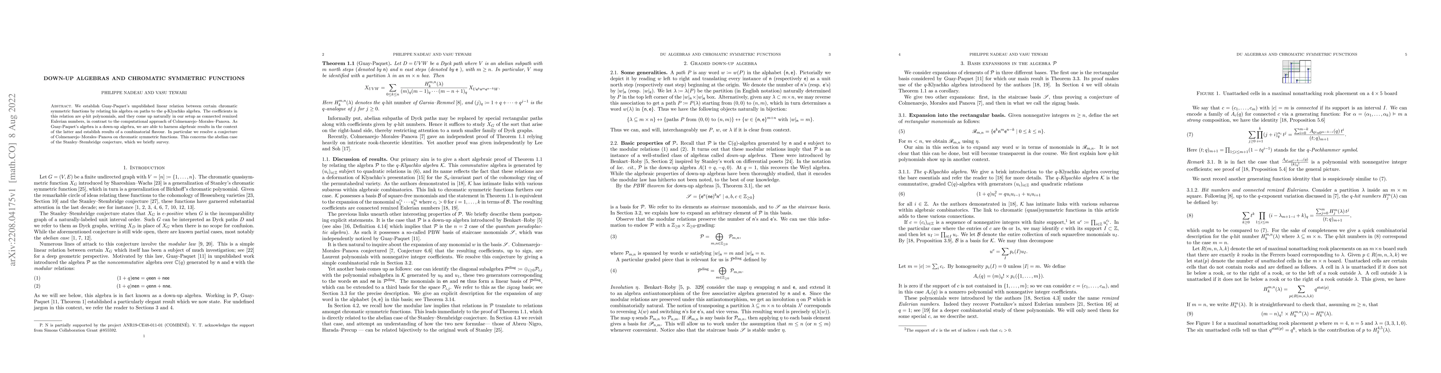 Thumbnail for Down-up algebras and chromatic symmetric functions