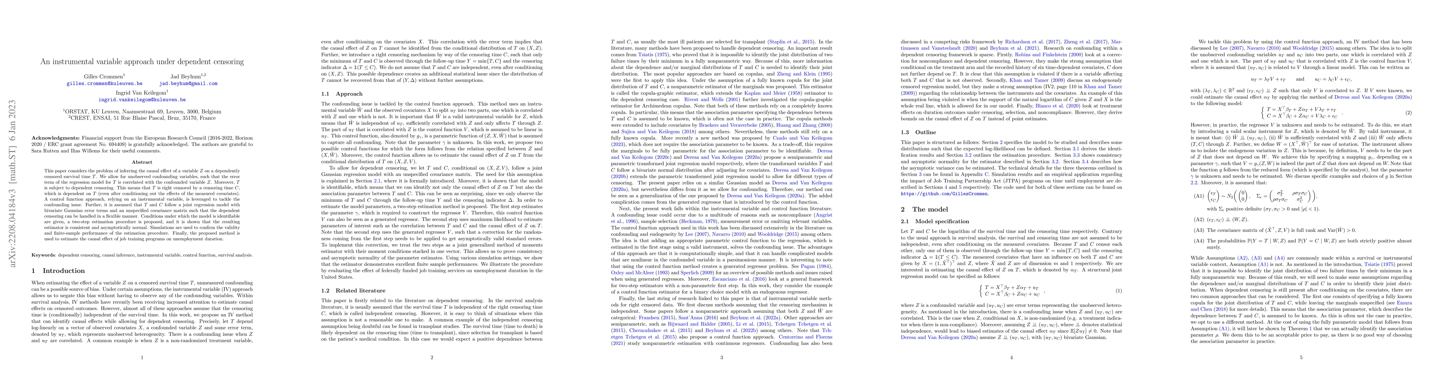 Thumbnail for An instrumental variable approach under dependent censoring