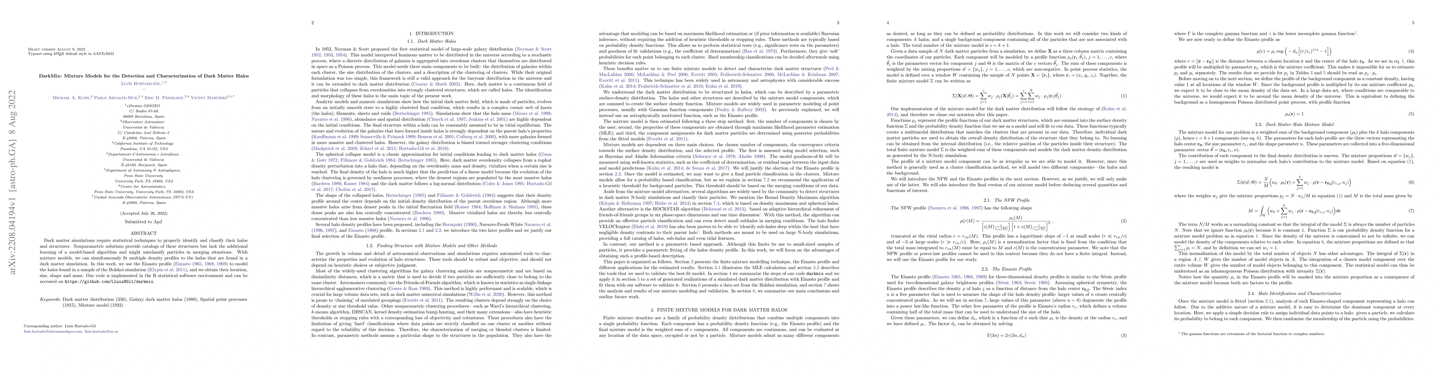 Thumbnail for DarkMix: Mixture Models for the Detection and Characterization of Dark
  Matter Halos