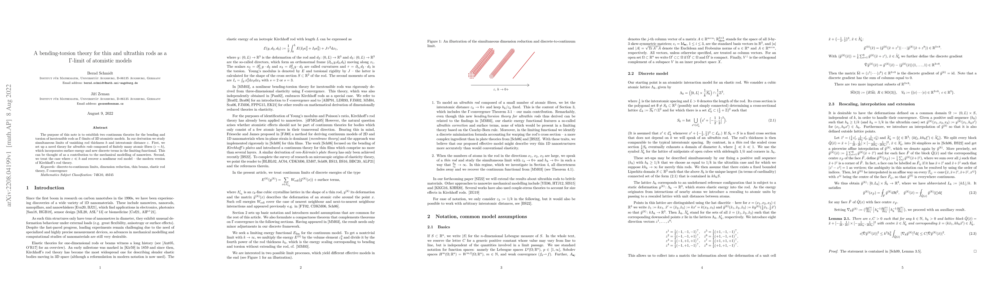 Thumbnail for A bending-torsion theory for thin and ultrathin rods as a $\Gamma$-limit
  of atomistic models