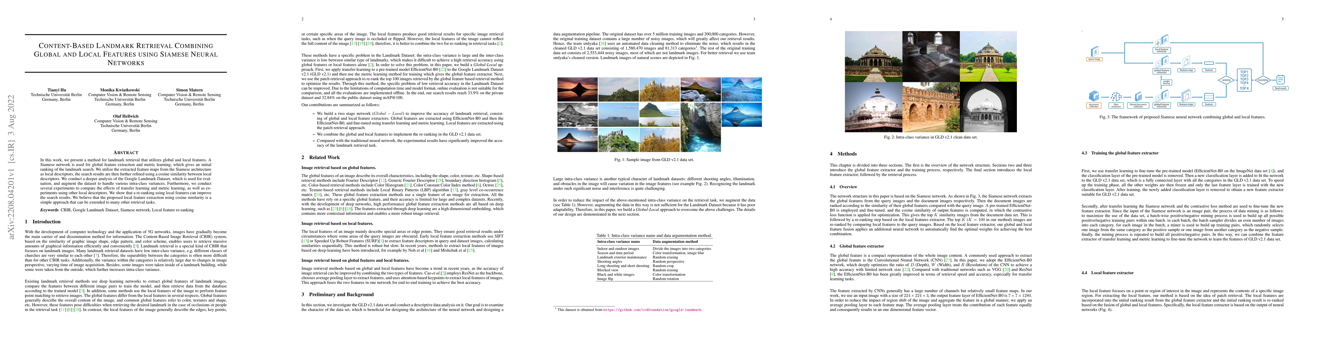 Thumbnail for Content-Based Landmark Retrieval Combining Global and Local Features
  using Siamese Neural Networks