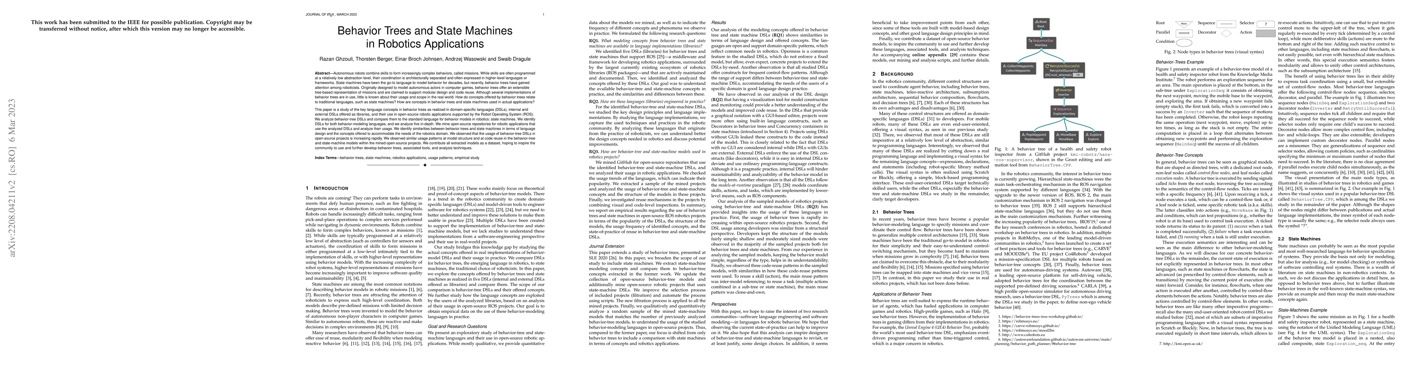 Thumbnail for Behavior Trees and State Machines in Robotics Applications