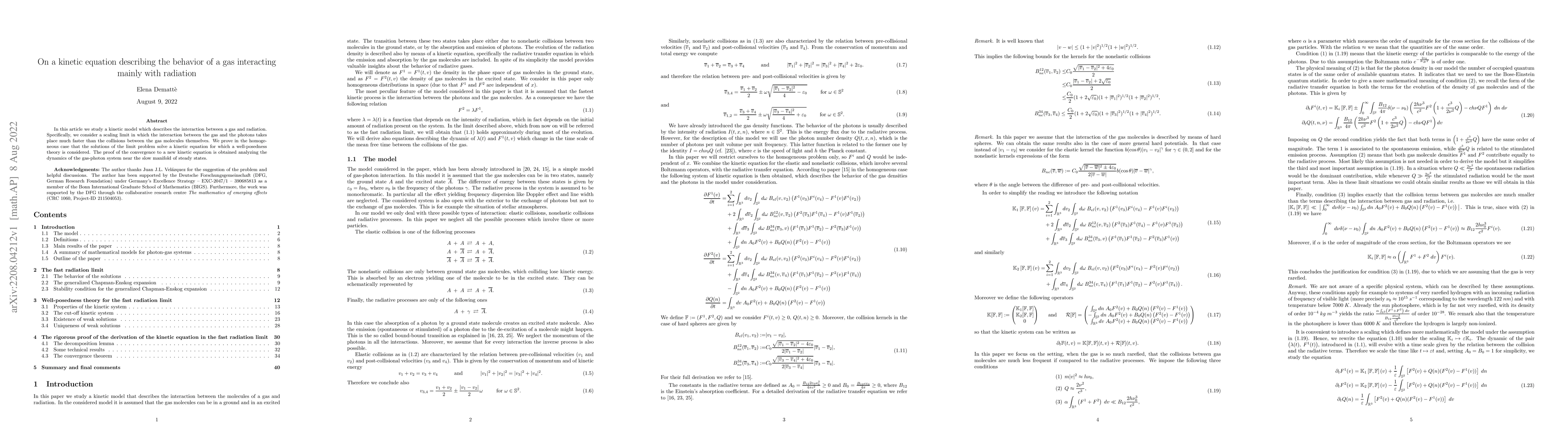 Thumbnail for On a kinetic equation describing the behavior of a gas interacting
  mainly with radiation
