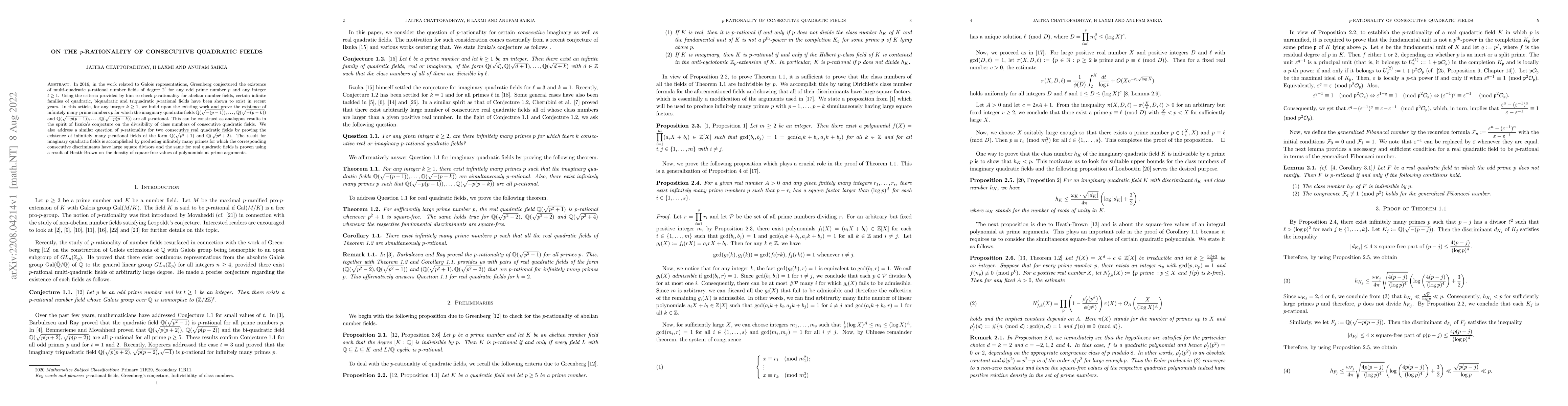 Thumbnail for On the $p$-rationality of consecutive quadratic fields