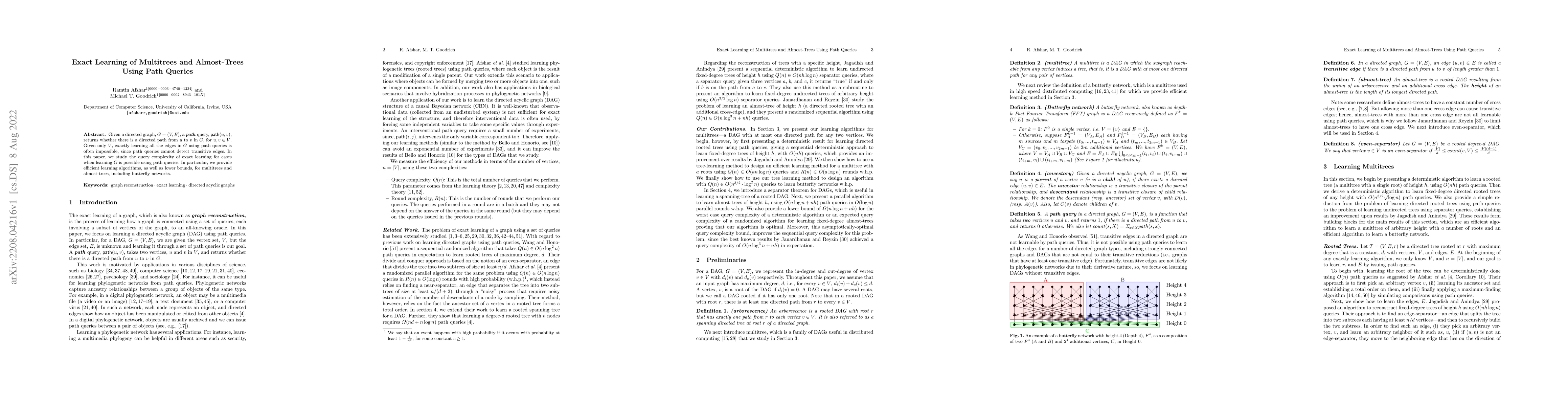 Thumbnail for Exact Learning of Multitrees and Almost-Trees Using Path Queries