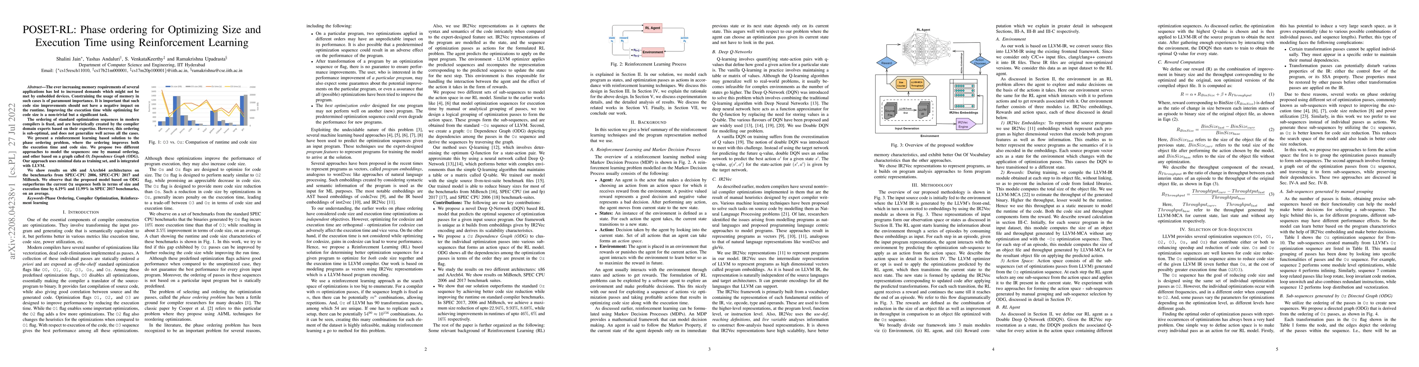 Thumbnail for POSET-RL: Phase ordering for Optimizing Size and Execution Time using
  Reinforcement Learning