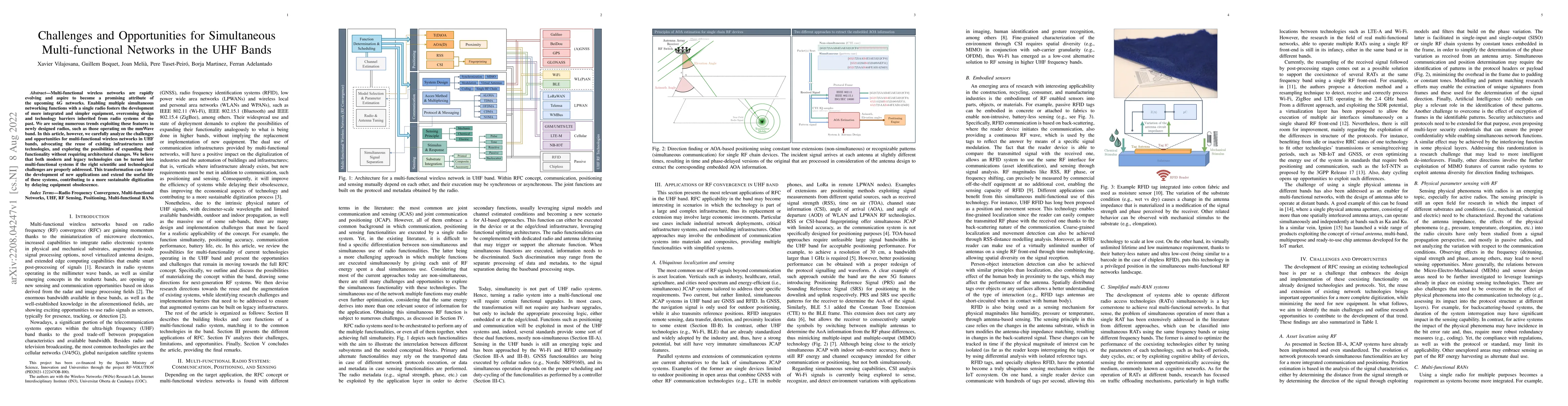Thumbnail for Challenges and Opportunities for Simultaneous Multi-functional Networks
  in the UHF Bands